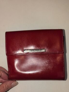Vintage Furla Red Leather Compact Flap Wallet